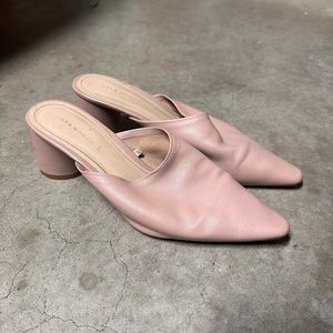 Zara Leather Blush Closed Toe Mules
